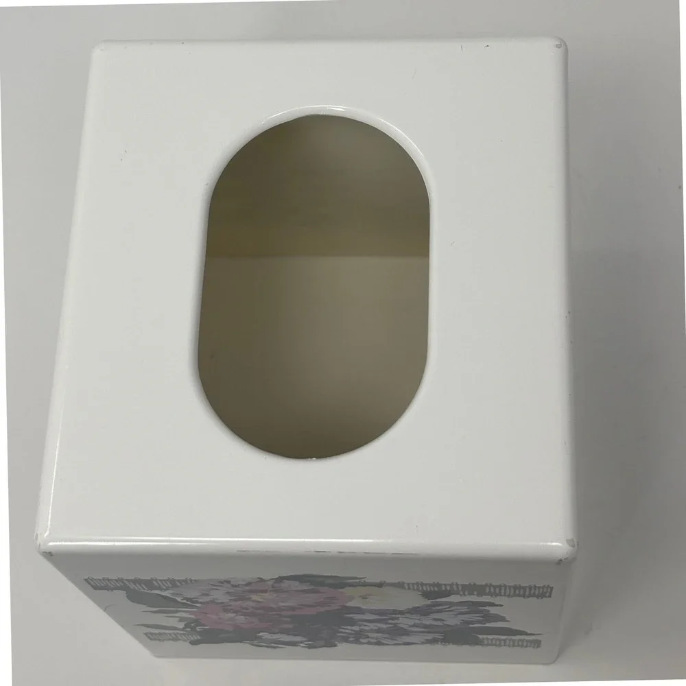 Vintage Andre Richard Aline Floral Tissue Box Cover White Ceramic Square Taiwan
